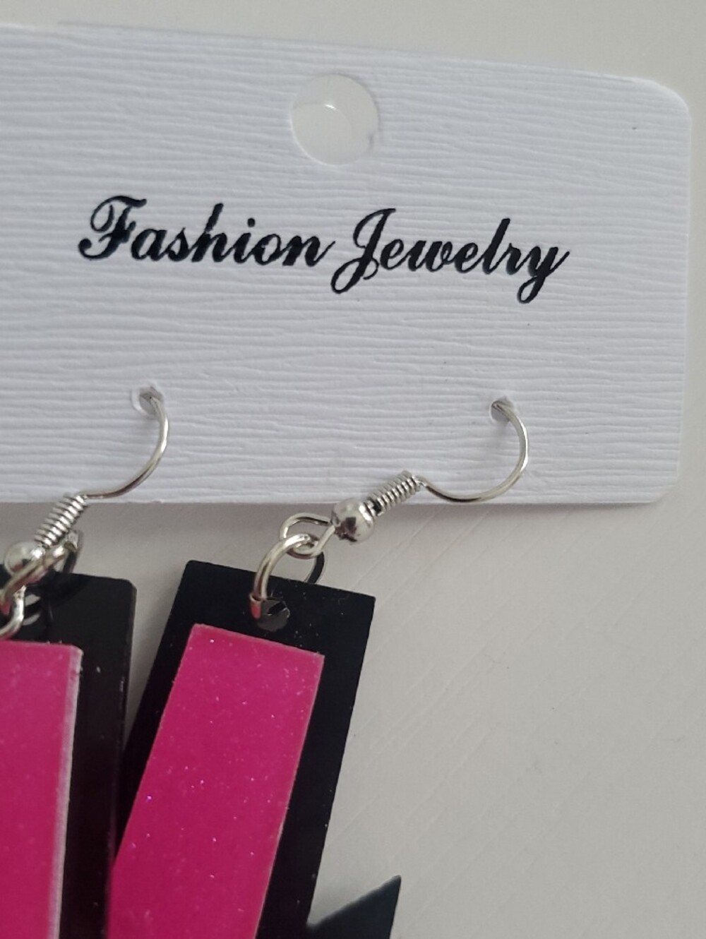 Fashion Jewelry Hot Pink Lightning Bolt Dangle Earrings - Picture 4 of 4